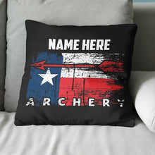 Load image into Gallery viewer, Personalized Vintage Texas Flag Arrow Archery Throw Pillow Archery Gifts VHM0935