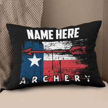 Load image into Gallery viewer, Personalized Vintage Texas Flag Arrow Archery Throw Pillow Archery Gifts VHM0935