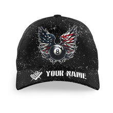 Load image into Gallery viewer, Personalized US Flag Billiard Balls 3D Hats Cap For Pool Players, Custom Billiard 8 Ball Wings Hats VHM1010