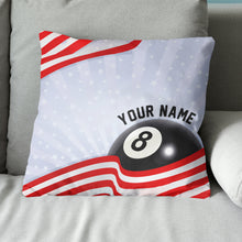 Load image into Gallery viewer, Personalized US Flag 8 Ball Billiard Pillow Custom Pillow Billiard Gifts VHM0826