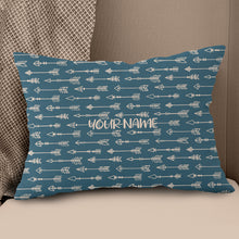 Load image into Gallery viewer, Personalized Blue Arrow Archery Pillow Custom Throw Pillow Archery Gifts VHM0836