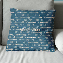 Load image into Gallery viewer, Personalized Blue Arrow Archery Pillow Custom Throw Pillow Archery Gifts VHM0836