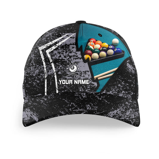 Personalized Grey Grunge Billiards Hat For Men, 3D Pool Balls Top Hat Billiars Custom Billiard Gifts VHM0740