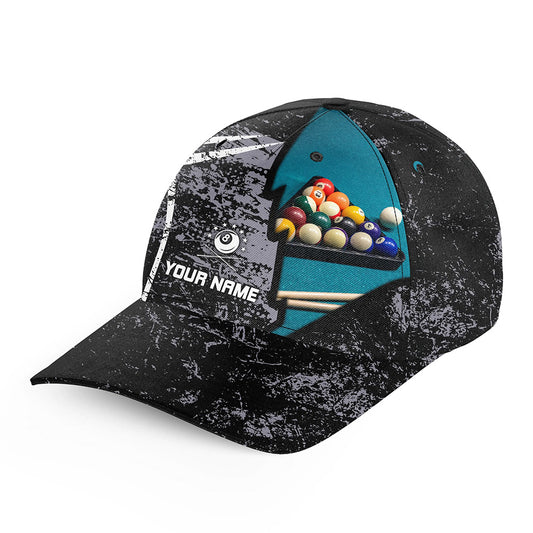 Personalized Grey Grunge Billiards Hat For Men, 3D Pool Balls Top Hat Billiars Custom Billiard Gifts VHM0740