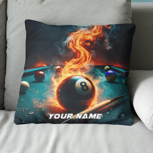 Personalized Fire 8 Ball Billiard 3D Pillow Custom Throw Pillow Billiard VHM0893