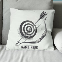 Load image into Gallery viewer, Personalized Target Bow Arrow Archery Line Drawing Pillow, Archery Gifts VHM0913