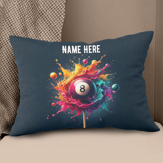 Personalized Colorful Paint Splash 8 Ball Billiard Pillow, Billiard Gift VHM0914