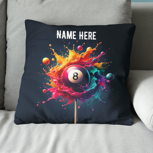 Personalized Colorful Paint Splash 8 Ball Billiard Pillow, Billiard Gift VHM0914