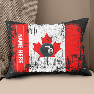 Personalized Canadian Flag Patriotic 8 Ball Pool Billiards Throw Pillow VHM0918