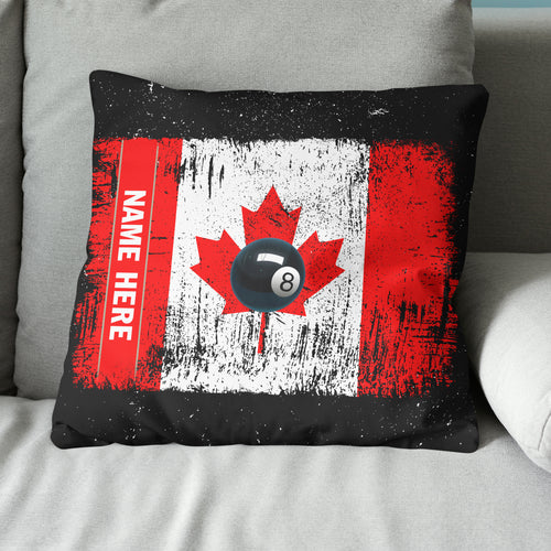 Personalized Canadian Flag Patriotic 8 Ball Pool Billiards Throw Pillow VHM0918