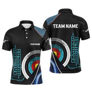 Personalized 3D Targets Archery Polo Shirts For Men, Custom Blue Black Arrow Archery Team Shirts VHM0600