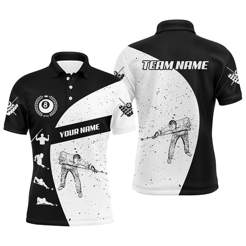 Personalized 3D Funny Billiard 8 Ball Pool Player Polo Shirts For Men, Custom Pool Billiards Jerseys VHM0196