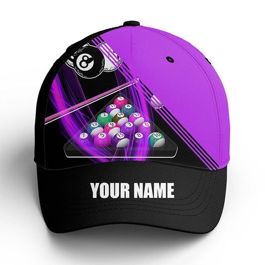 Personalized Billiard Balls Purple 3D Billiard Hats Cap, Adjustable 8 Ball Pool Top Hat Billiards VHM0477