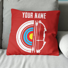 Load image into Gallery viewer, Personalized Red Target Archery Pillows, Custom Gifts For Archery Lovers VHM0829
