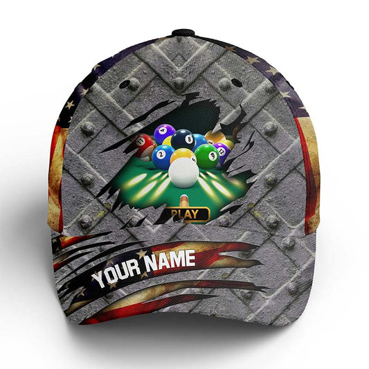 Billiards Colors US Flag Custom 3D Cap Hats For Men And Women, Personalized Patriotic Billiard Hats VHM0277