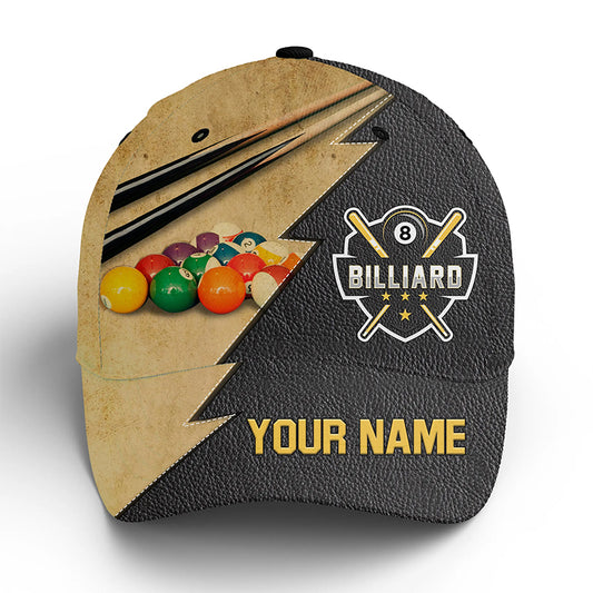 Personalized Name 3D Billiard Cap Hats, Custom 8 Ball Pool Billiards Hat For Men And Women VHM0282