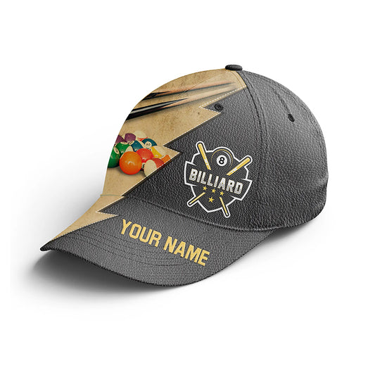 Personalized Name 3D Billiard Cap Hats, Custom 8 Ball Pool Billiards Hat For Men And Women VHM0282