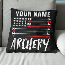 Load image into Gallery viewer, Personalized US Flag Arrow Archery Pillow Custom Gift For Archery Lovers VHM0867