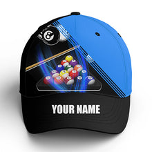 Load image into Gallery viewer, Personalized Customized Billiard Player Blue 3D Cap Hats For Men And Women, Custom Top Hat Billiards VHM0309