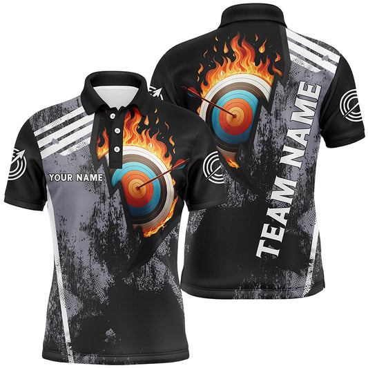 Personalized Fire Target Archery 3D Polo Shirts For Men, Custom Archery Bow And Arrow Team Jerseys VHM0983