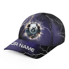 Load image into Gallery viewer, Personalized Thunder Lighting Purple 8 Ball Billiard Hats Cap For Pool Player, Top Hat Billiards VHM1070