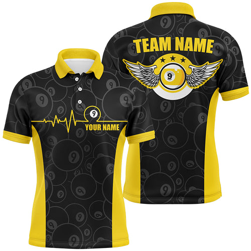Personalized Funny 3D 9 Ball Pool Billiards Polo Shirts For Men, Custom 9 Ball Team Shirts VHM0608