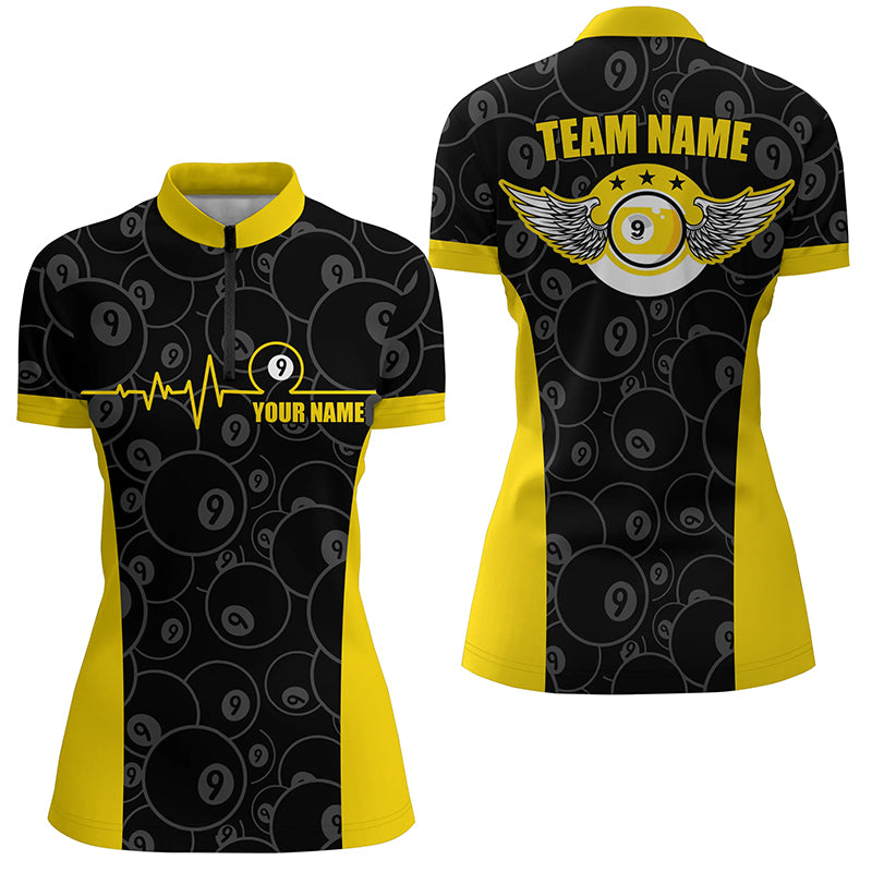Personalized Funny 3D 9 Ball Pool Billiards Quarter-Zip Shirts For Women, Custom 9 Ball Team Shirts VHM0608
