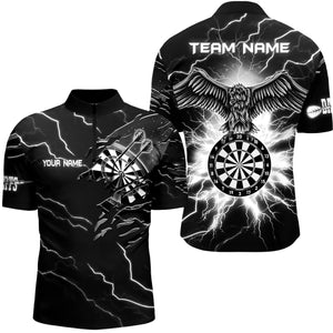 Personalized Thunder Black White Eagle Dart Quarter Zip Shirt Custom Dart Shirt For Men Dart Jersey VHM1144