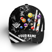 Load image into Gallery viewer, Custom Name US Flag Pool Balls Black Billiards Hat Cap, Personalized Billiards Gifts Billiars Hats VHM0455