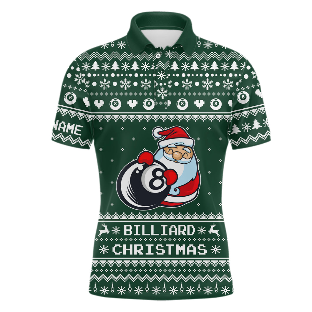 Personalized Funny Billiard 8 Ball Pool With Santa Claus Christmas Billiard Polo Shirts For Men VHM0651