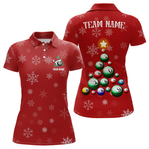 Personalized Funny Christmas 8 Ball Billiards Polo Shirts For Women Custom Christmas Billiard Shirts VHM0671