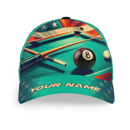Personalized US Flag 8 Ball Billiard Hats Cap For Pool Player Custom Name 3D Top Hat Billiars Gifts VHM0954