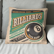 Load image into Gallery viewer, Personalized Retro Billiard Tournament Throw Pillow Gift For Pool Player VHM0840