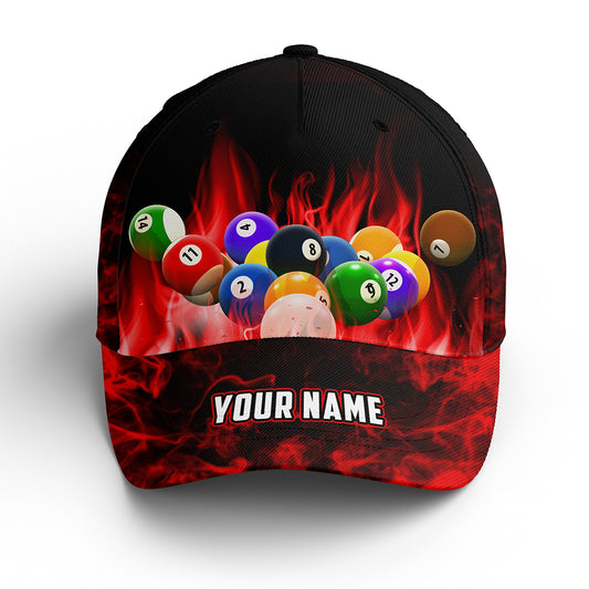 Personalized Billiard Balls Flame Red 3D Billiard Hats Cap, Custom Top Hat Billiards, Billiards Gifts VHM0522