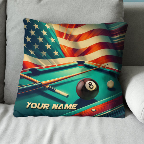 Personalized US Flag 8 Ball Billiard Pillow, Throw Pillow Billiard Gifts VHM0903