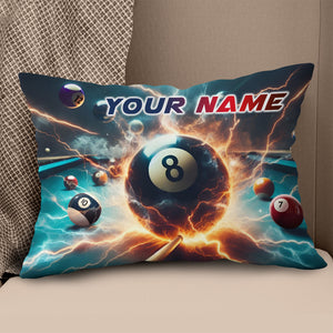 Personalized Thunder Lightning 8 Ball Billiard 3D Pillow Top Pillow Gift VHM0898