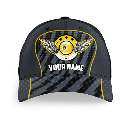 9 Ball Pool Wings Custom Name Billiards Hats Cap, Personalized 9 Ball Pool Top Hat Billiards VHM0579