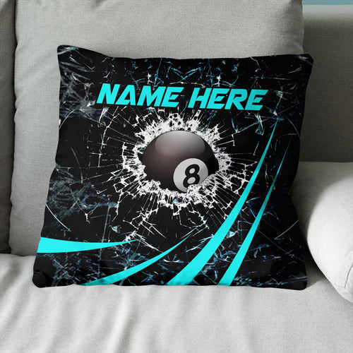 Personalized Blue Glass Break 8 Ball Billiard 3D Pillow, Billiards Gifts VHM0921