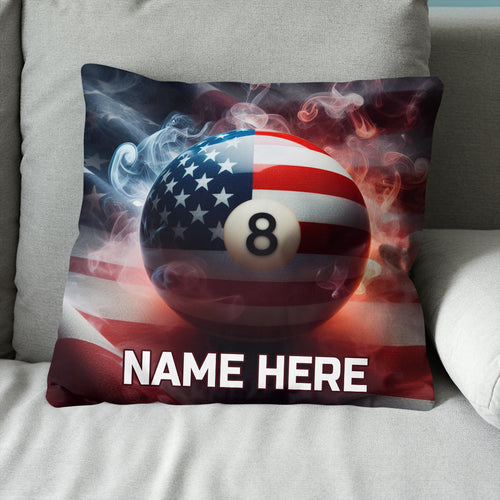 Personalized US Flag Smoke 8 Ball Billiard Pillow Custom Billiards Gifts VHM0923