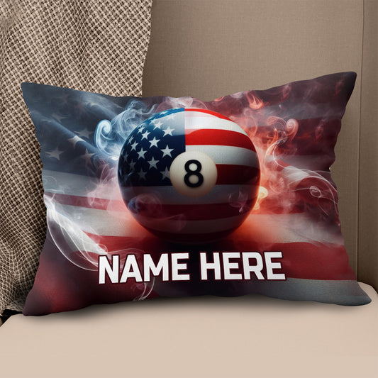 Personalized US Flag Smoke 8 Ball Billiard Pillow Custom Billiards Gifts VHM0923