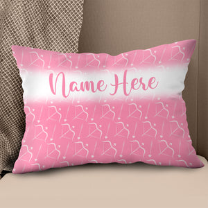 Personalized Pink Bow And Arrow Archery Throw Pillow Top Valentine Gifts VHM0946