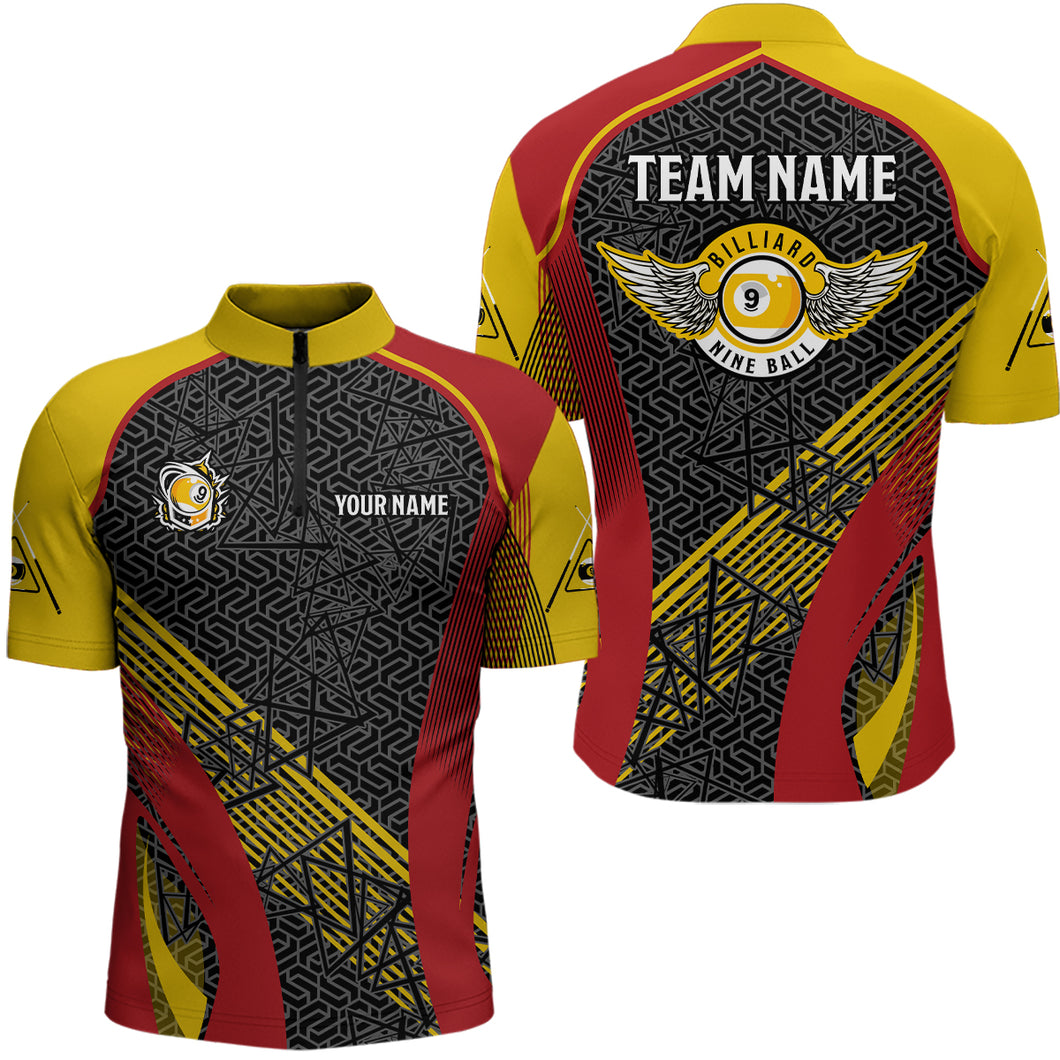 Personalized Funny Wings 9 Ball Pool Billiard Quarter-Zip Shirts For Men, 9 Ball Pool Team Shirts VHM0777