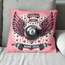 Load image into Gallery viewer, Personalized Pink Billiard With Wings Pillow, Best Valentine Gifts For Billiard Lover TDM0884