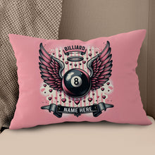 Load image into Gallery viewer, Personalized Pink Billiard With Wings Pillow, Best Valentine Gifts For Billiard Lover TDM0884