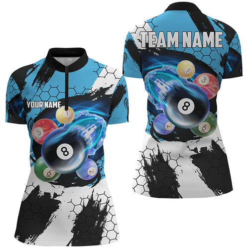 Funny Billiard Balls Custom Women 3D Quarter-Zip Shirts, Funny Pool League Shirts TDM0604