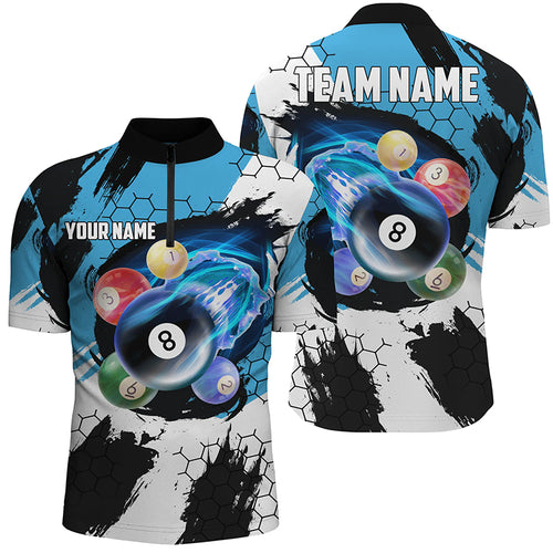 Funny Billiard Balls Custom Men 3D Quarter-Zip Shirts, Funny Pool League Shirts TDM0604