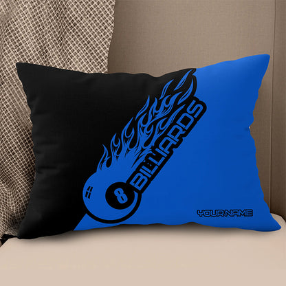 Black Blue 8 Ball Billiard Pillow Custom Name Pool Gifts Throw Pillow TDM0793