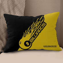 Load image into Gallery viewer, Black Yellow 9 Ball Billiard Pillow Custom Name Pool Gifts Throw Pillow TDM0794