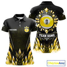 Load image into Gallery viewer, Personalized 3D Yellow Icy Funny 9 Ball Pool Crown Women Billiard Polo Shirts Custom Billiard Jerseys TDM1297