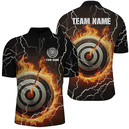 Customized Flaming Archery 3d Target Thunder Lightning Men Quarter-Zip Shirts Archery Jersey TDM0975